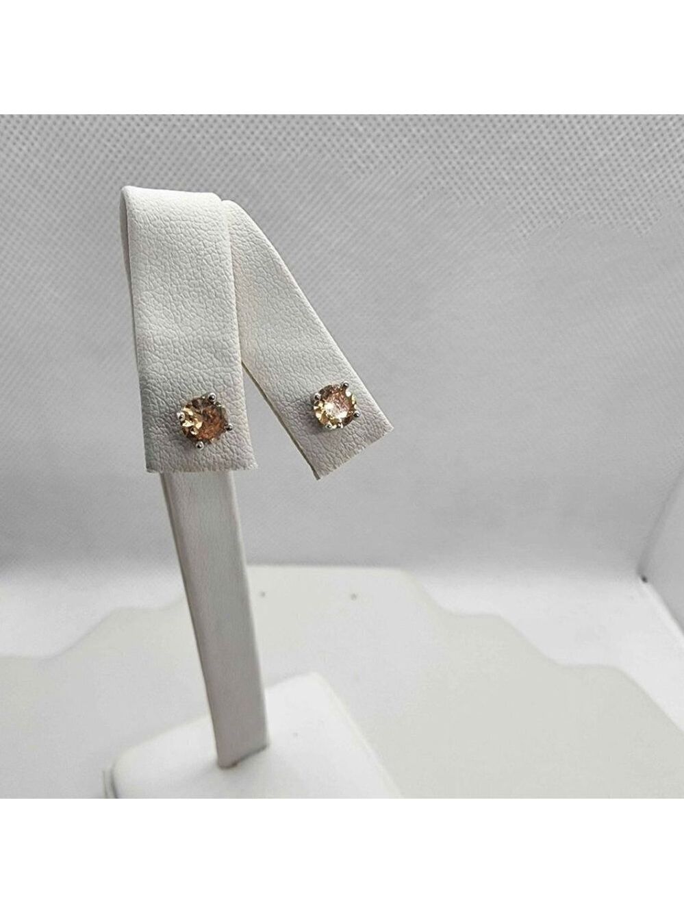 NEW Sterling Silver 925 Peach Color GemStone Studs - Earrings